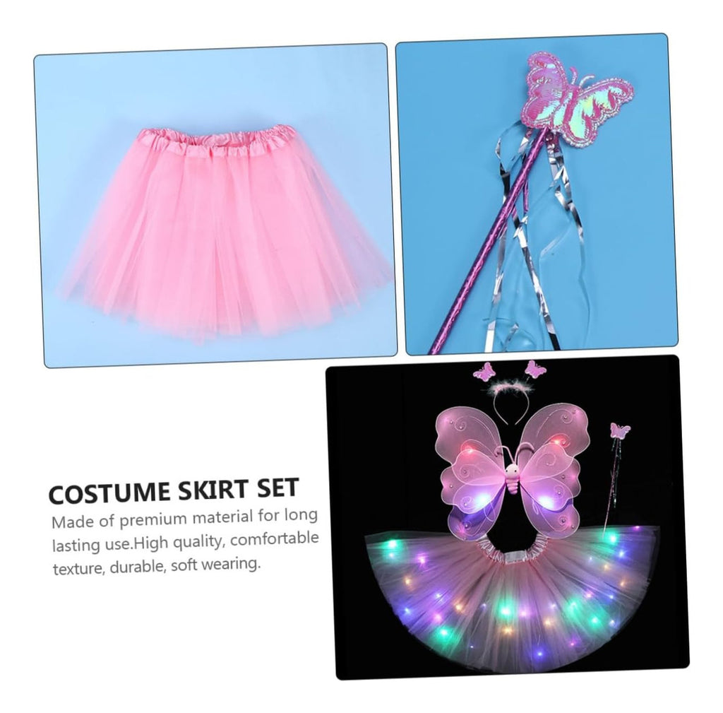 Kit Asa Borboleta C/led Fantasia Diversão Rosa Baby Infantil