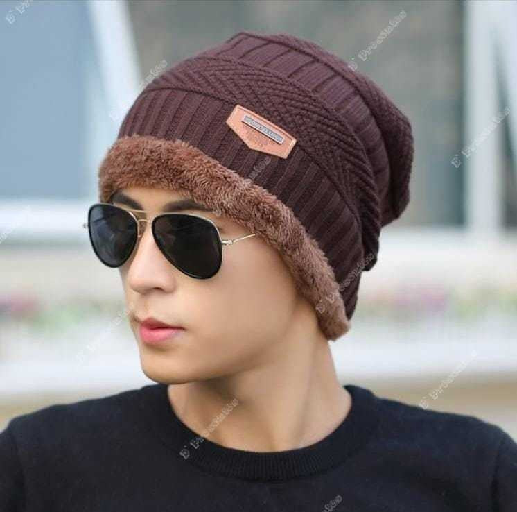 Kit Touca Gorro De Lã Forrada Com Pelúcia + Luva De Lã Preto