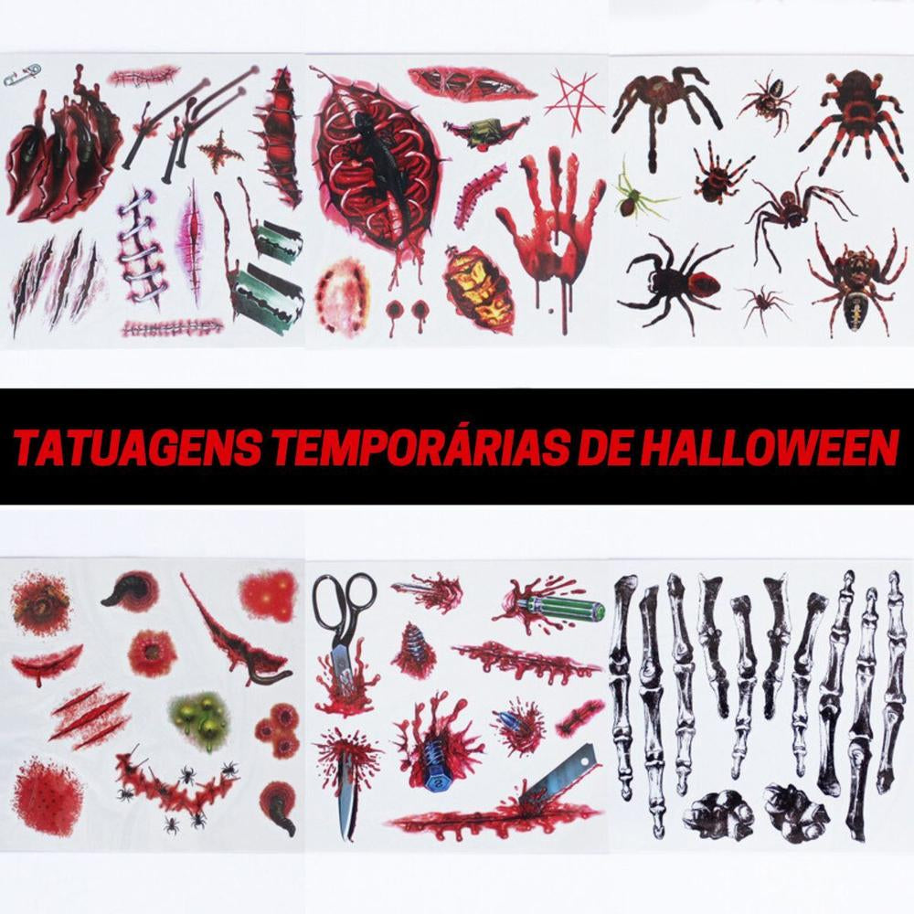 Tatuagem Fake Tattoo Temporária Adesiva Feridas De Halloween