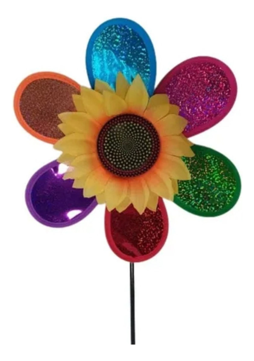 3 Cata-vento Pavão Flor Girassol P/ Decoração Jardim Varanda