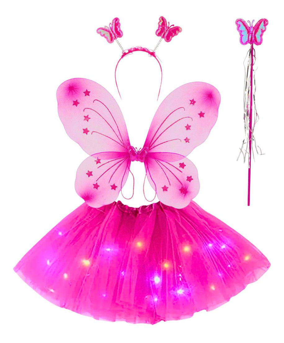 Fantasia Asa Borboleta Fada Led  Completa Festa Halloween