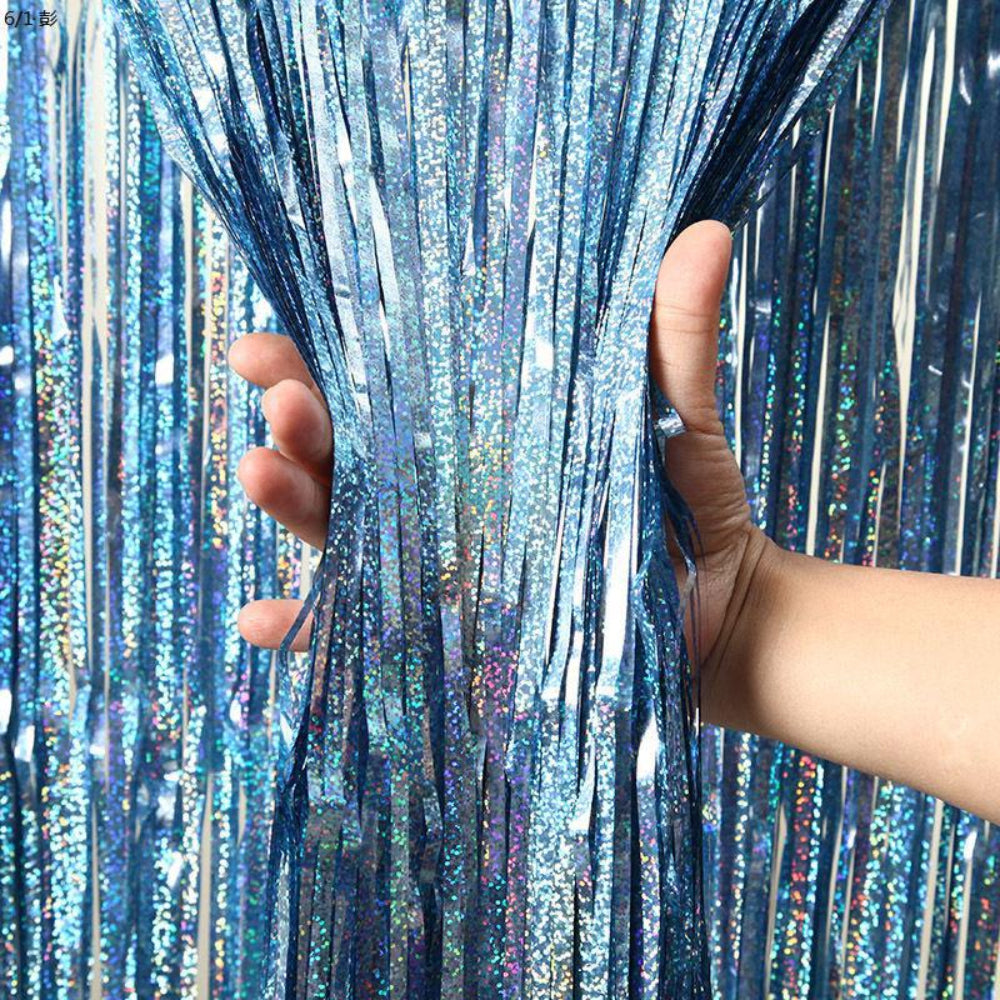 Kit 5 Cortinas Metalizada Holográfica 2x1m Festa Decoração