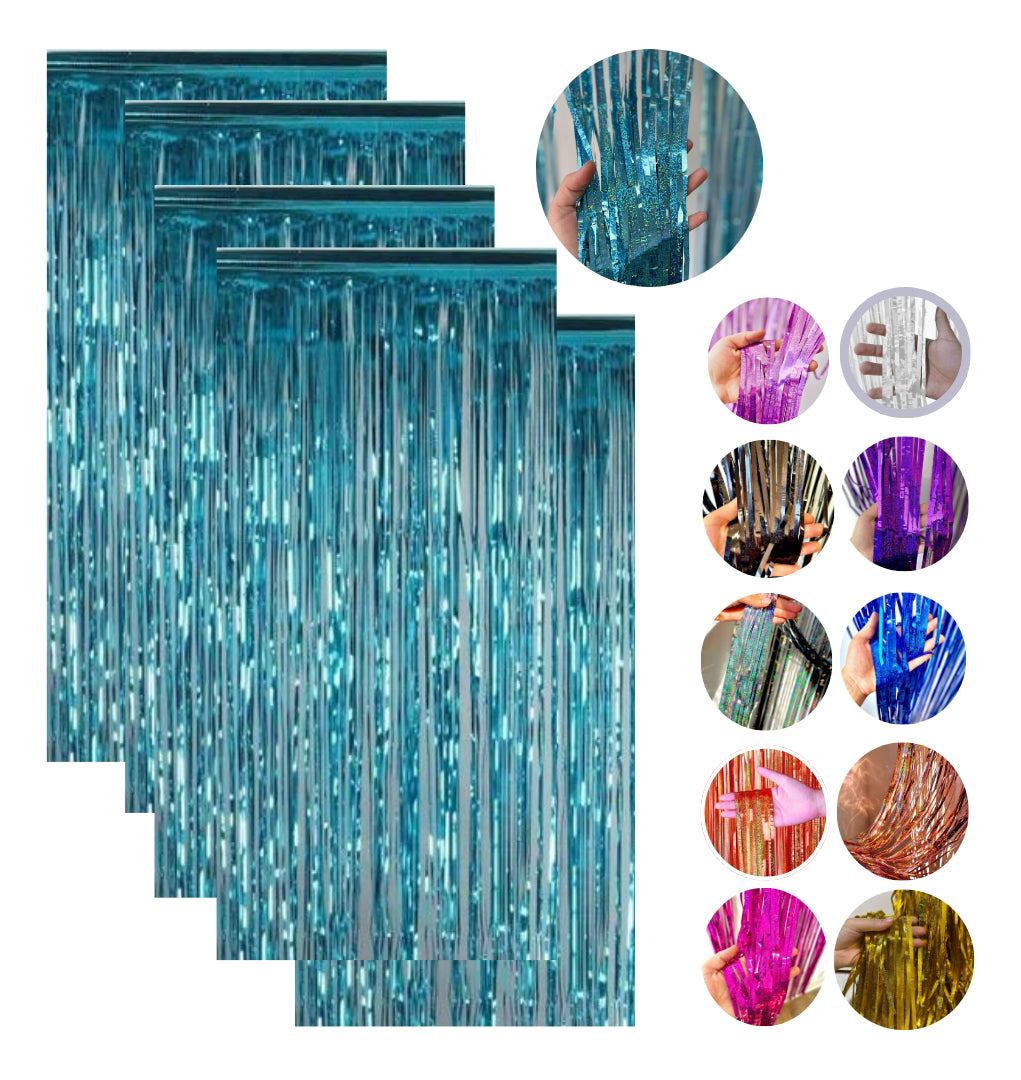 Kit 5 Cortinas Metalizada Holográfica 2x1m Festa Decoração