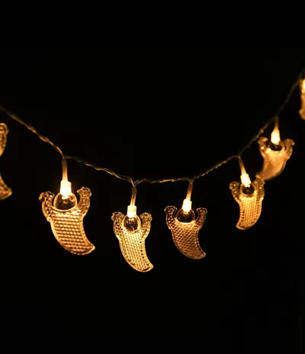 Cordão Led Fantasma Amarelo Halloween 2mt 10 Mini Luminarias