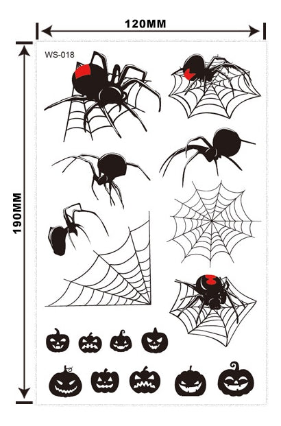 Autocolantes Tatuagem Halloween D'água Falso Morcego Abóbora