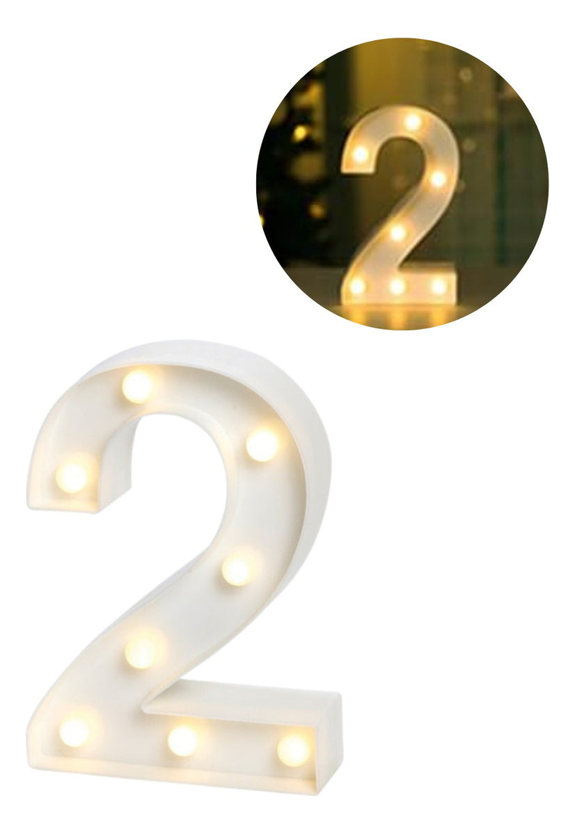 Luminária Led 3d Número 2 Branca/quente 22cm Decoração Festa