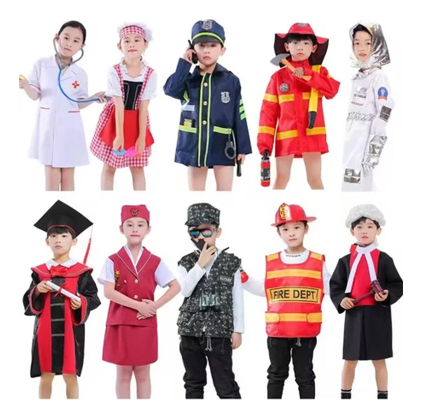 Fantasia Luxo Crianças Cosplay Policial/enfermeira/bombeiro