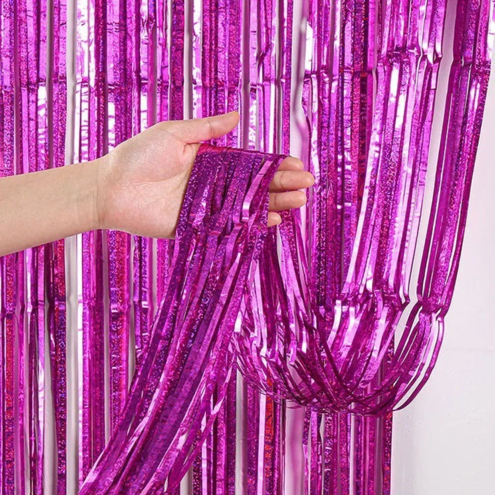 Kit 5 Cortinas Metalizada Holográfica 2x1m Festa Decoração