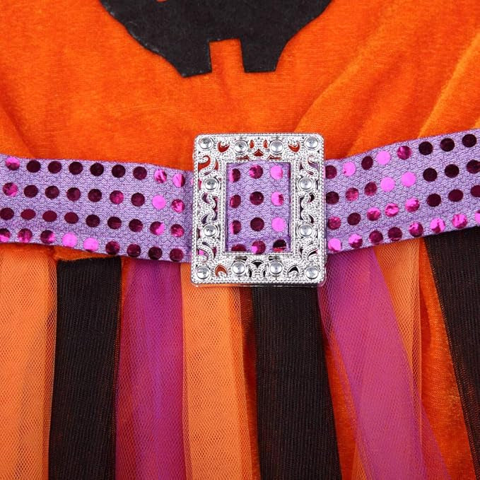 Saia Tule Halloween 40cm Laranja Roxo Fofa Festa