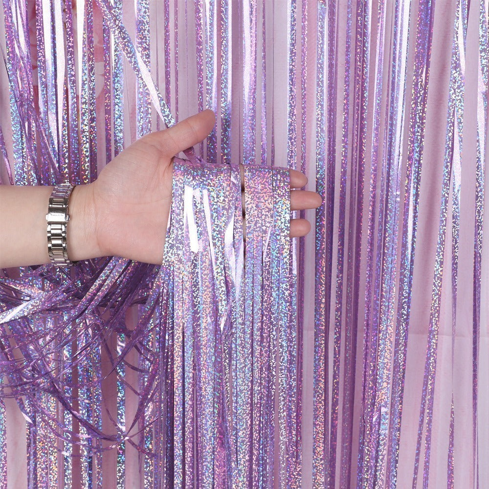 Kit 5 Cortinas Metalizada Holográfica 2x1m Festa Decoração