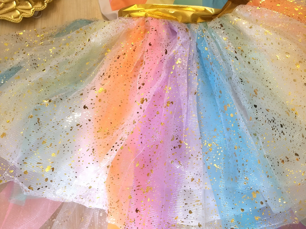 Fantasia De Unicórnio Festa Infantil Luxuosa C/ Tiara E Asa!