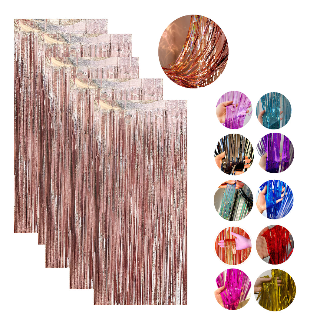 Kit 5 Cortinas Metalizada Holográfica 2x1m Festa Decoração