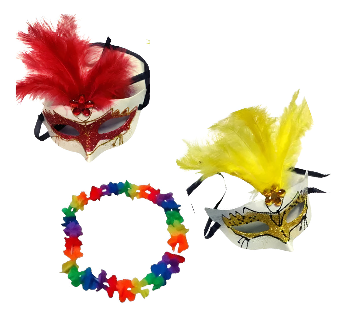 Kit 2mascara 1-colar Havaiana Para Festas E Carnaval  Lindoo
