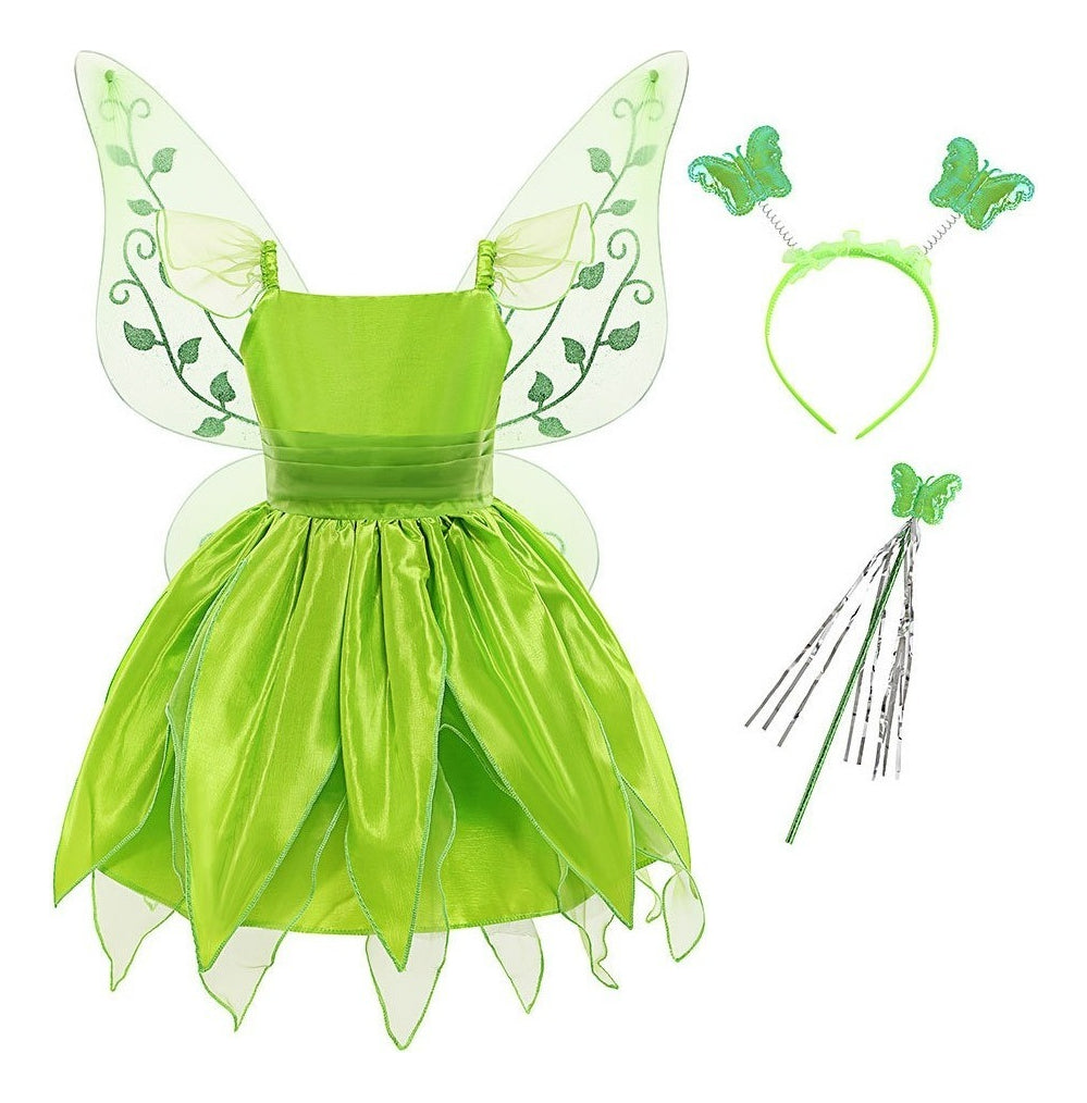 Vestido Infantil Christmas Green Elf Wonderful Fairy Tinker