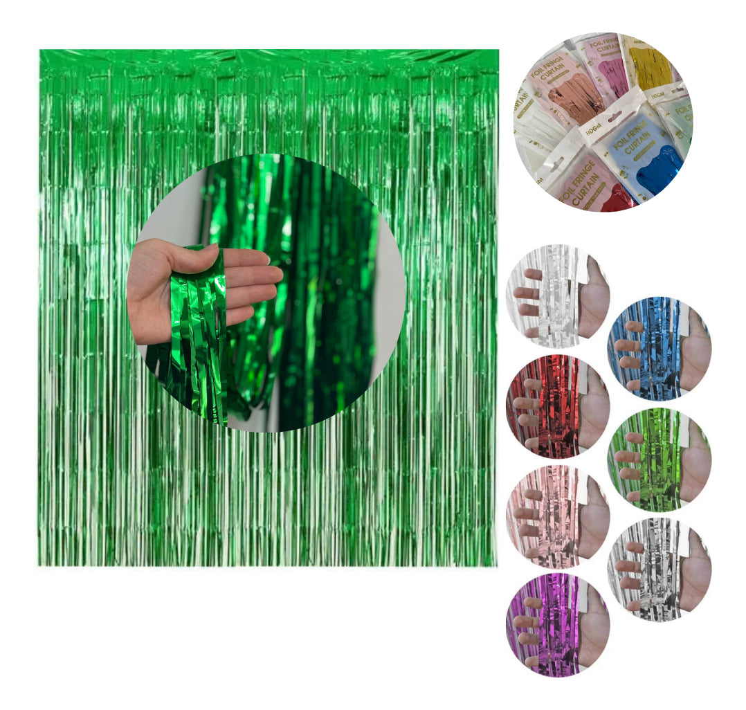 Kit C/5 Cortinas Metalizada Lisa Franja 2x1m Festa