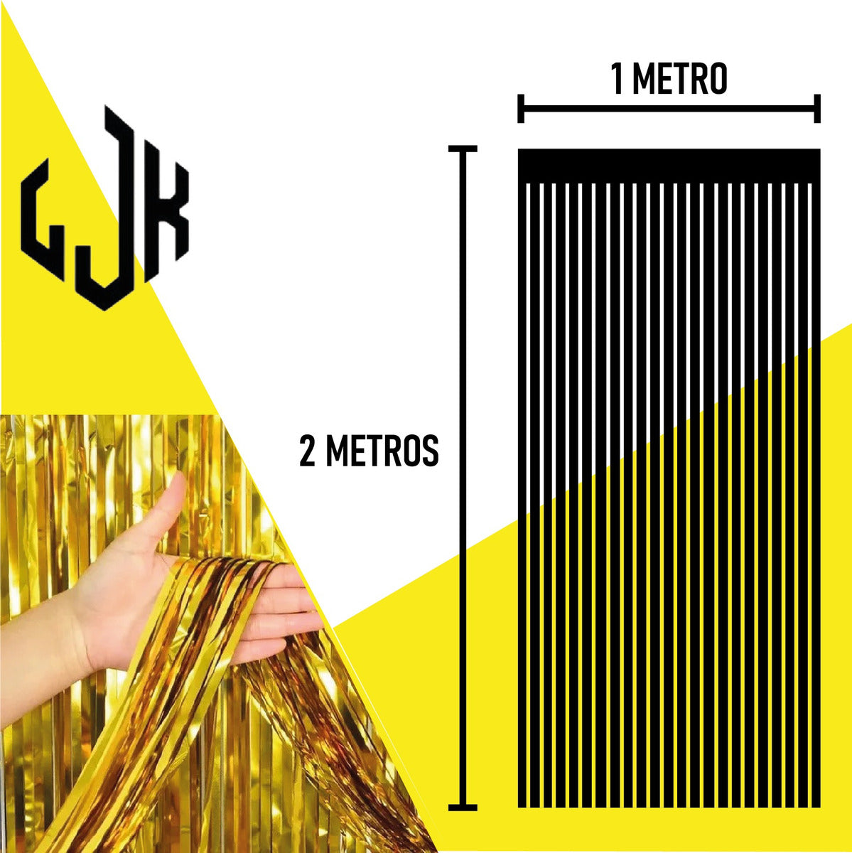 Kit 5 Cortinas Metalizada Holográfica 2x1m Festa Decoração