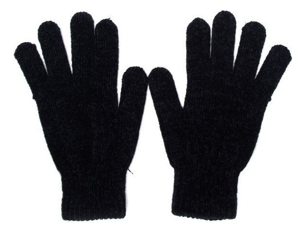 Kit Touca Gorro De Lã Forrada Com Pelúcia + Luva De Lã Preto