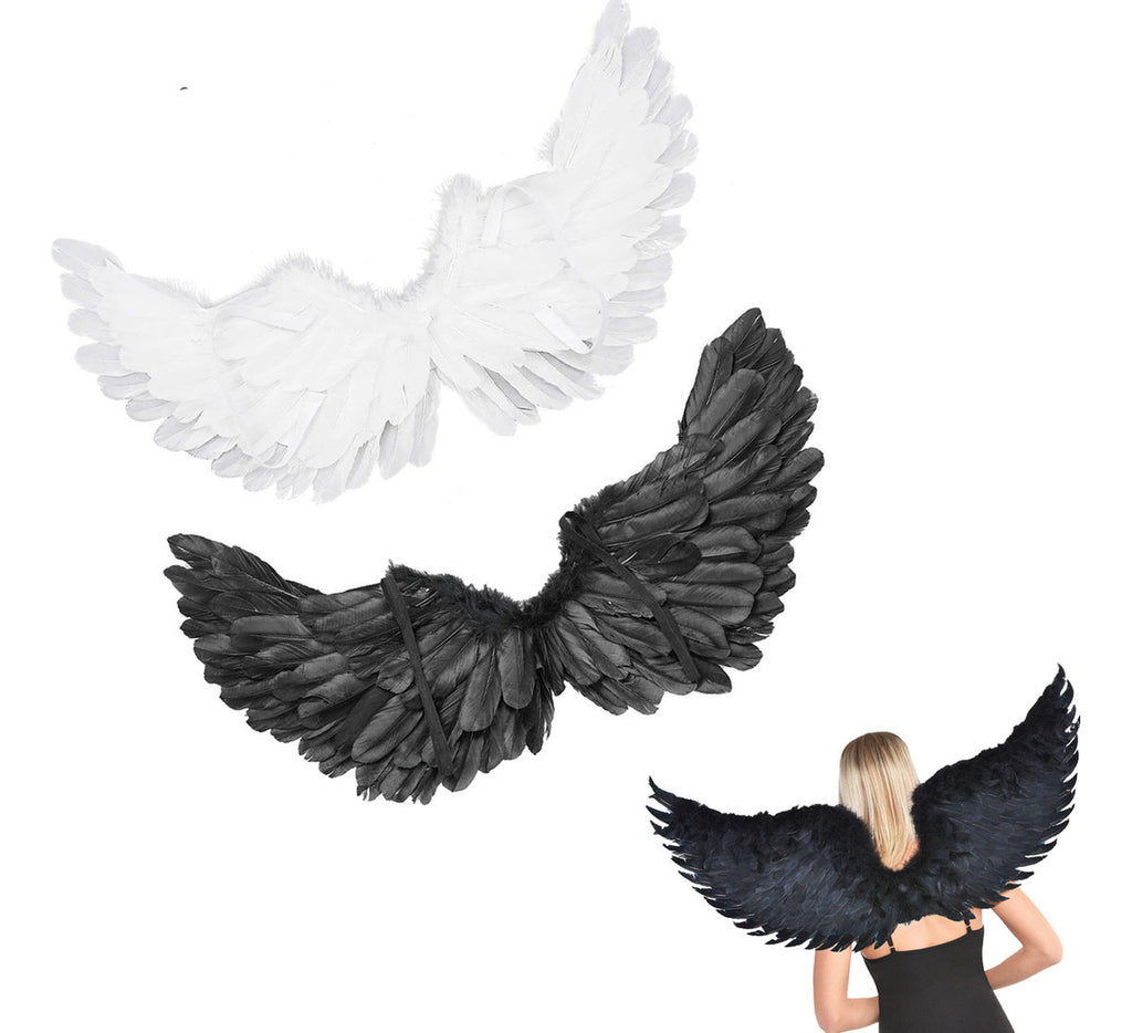 Asa Anjo Negro Pena Fantasia Carnaval Halloween Cosplay 60cm