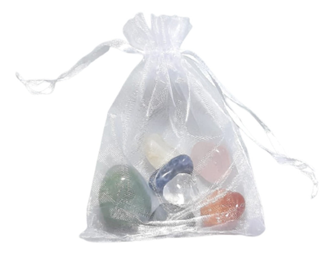 10 Kit 7 Chakra Pedra Rolada Natural Equilíbrio Energia Reik