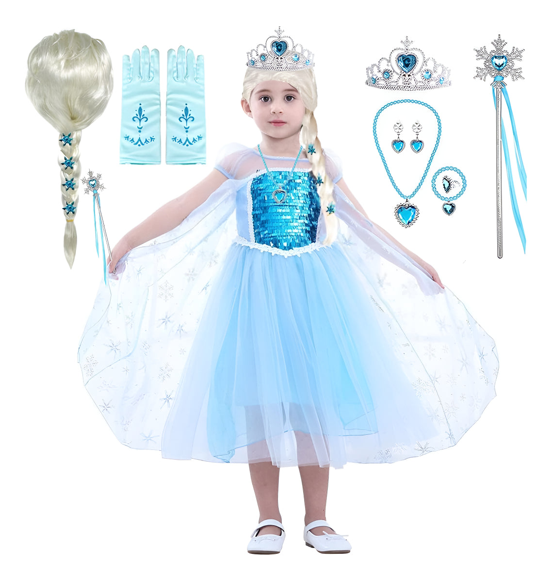 Princesa Elsa Fantasia For Girls Acessórios Birthday Party