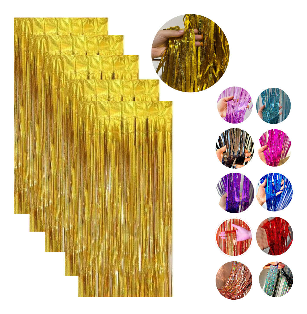Kit 5 Cortinas Metalizada Holográfica 2x1m Festa Decoração