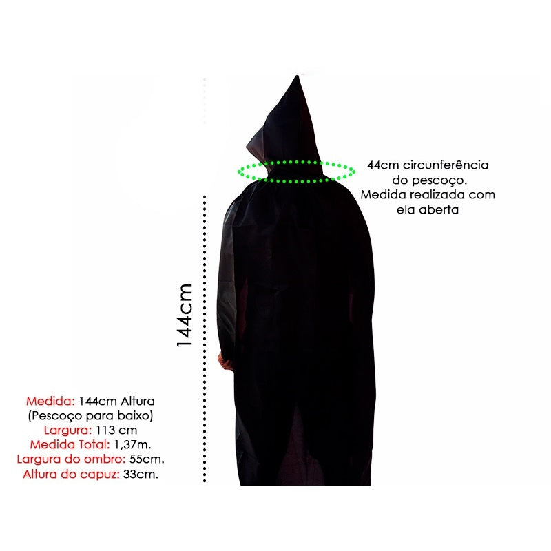 Fantasia Completa Ghostface  (Mascara + Capa C/ Capuz  + Luva) Halloween Carnaval